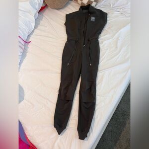 Figs Brown Utility Jumpsuit with Zipper Closure